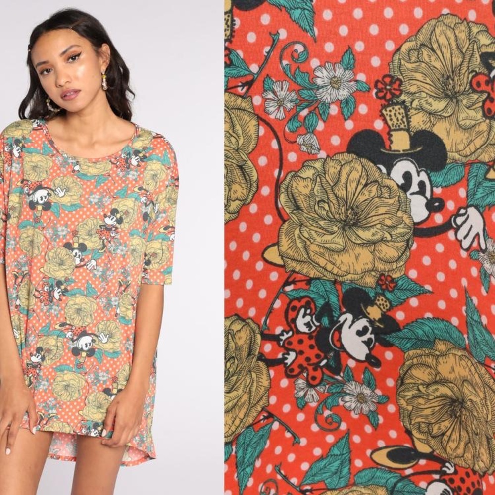 LULAROE DISNEY Minnie Mouse Irma Colorful Tunic Top Size Small T-shirt Comfort - Picture 2 of 11